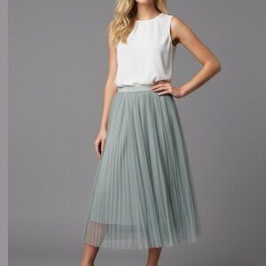 Light Grey Mesh Tulle Pleated Skirt